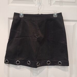 Mini skirt black with dk silver metal circles accents XL